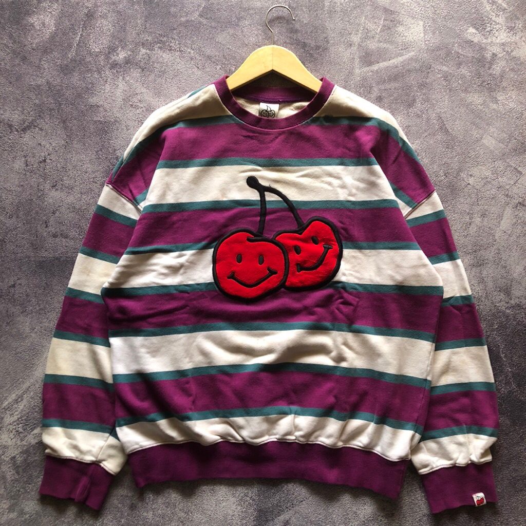 Crewneck KIRSH Scnnd Size XL Oversize,Sweater Rugby Salur Big Logo Bordir Colour block ungu hijau pu