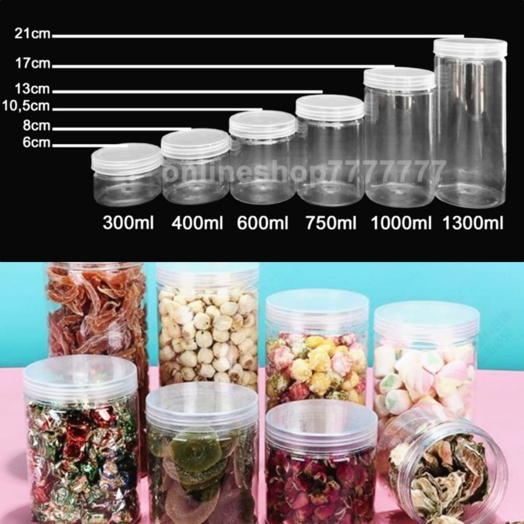 Toples Plastik 1000ml 1300ml 1500ml Silinder Bening Transparan | Lodong Wadah tempat snack krupuk | 