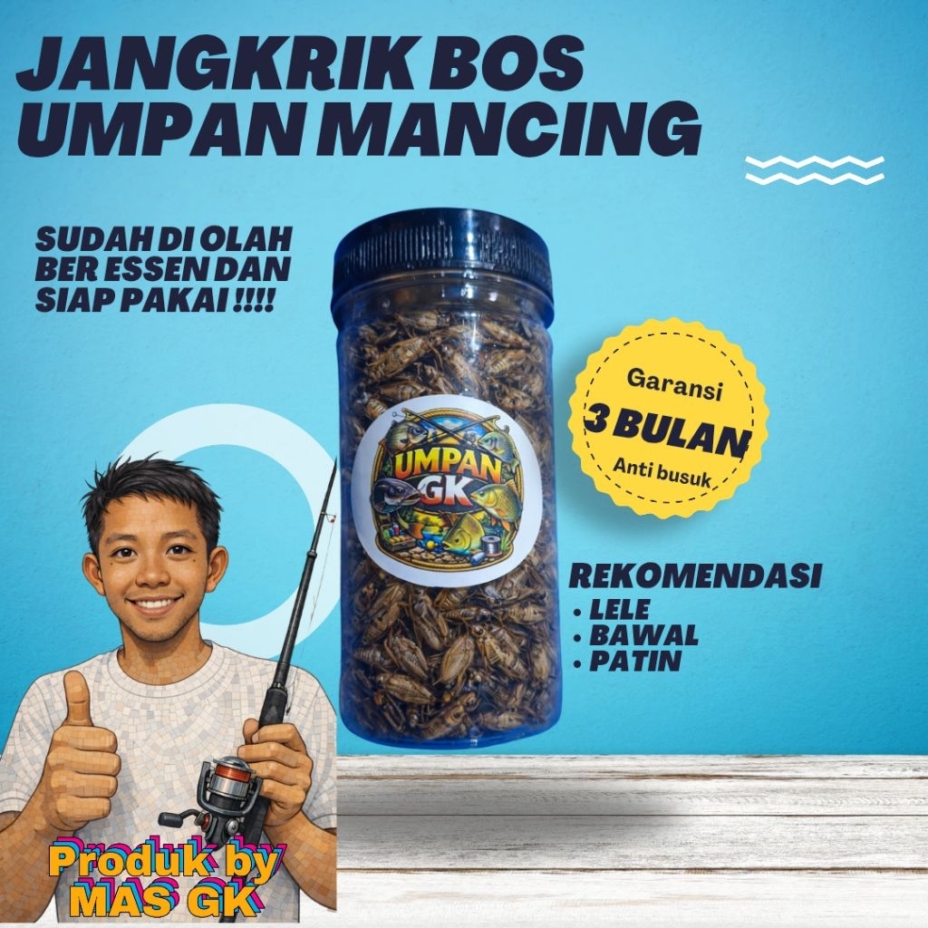 umpan mancing ikan lele jangkrik bos kemasan 200ml siap pakai