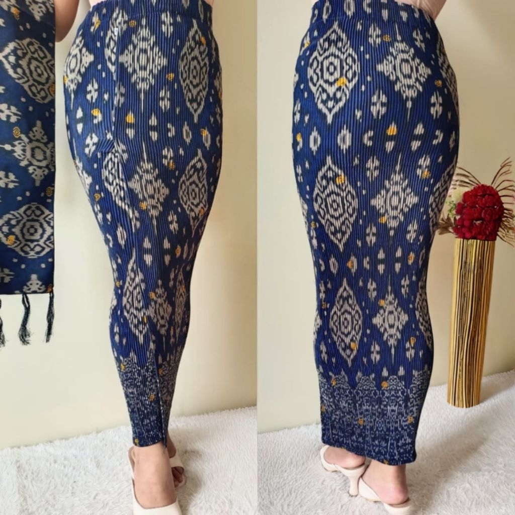 Kamen jadi plisket Set selendang bahan tebal lembut elastis setelan kebaya wanita rok bali