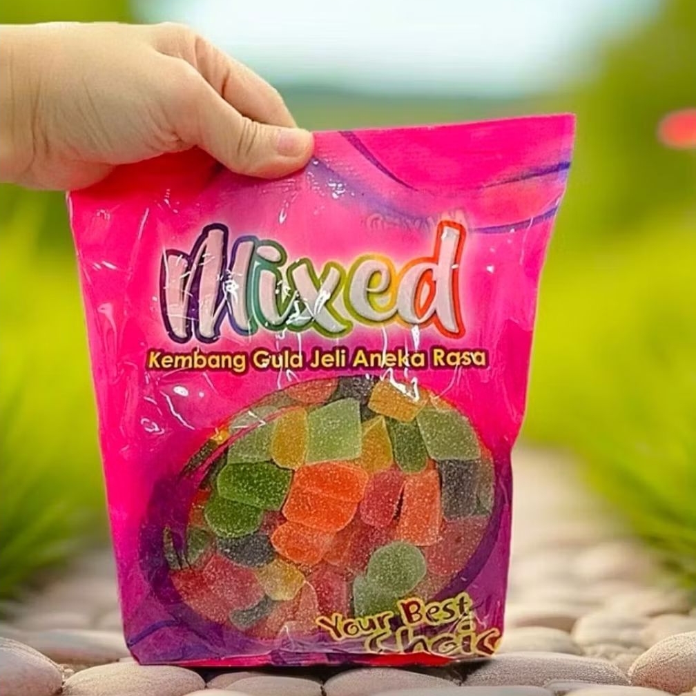 Permen Jely Mixed Waisun Permen Yupi Halal 1kg Kembang Gula Jeli Aneka Rasa Jelly Malaysia 1000gram 