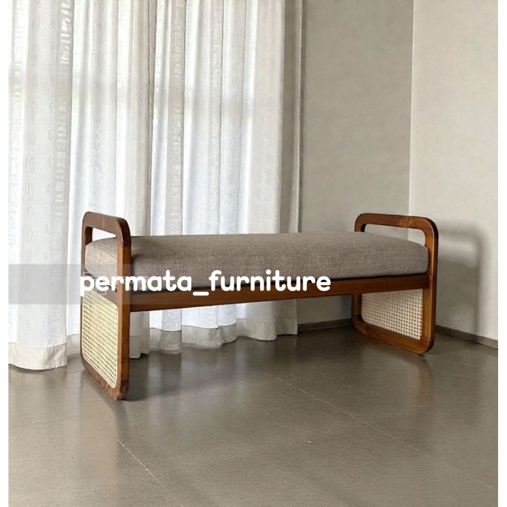 bangku rotan ruang tamu AESTETIK kayu jati MODERN PRODUK