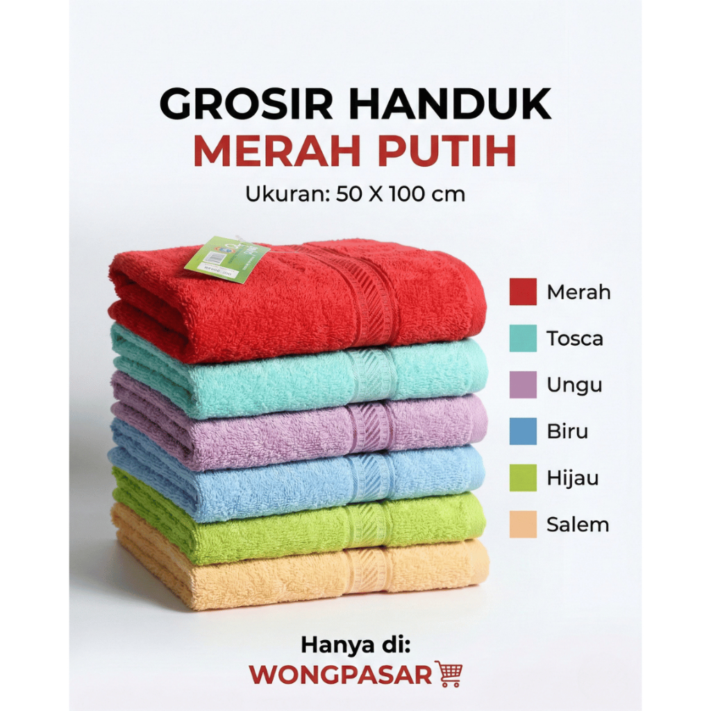 GROSIR (1 Lusin Isi 12 Pcs) HANDUK MERAH PUTIH TERRY PALMER 50 X 100 cm | Terry Palmer
