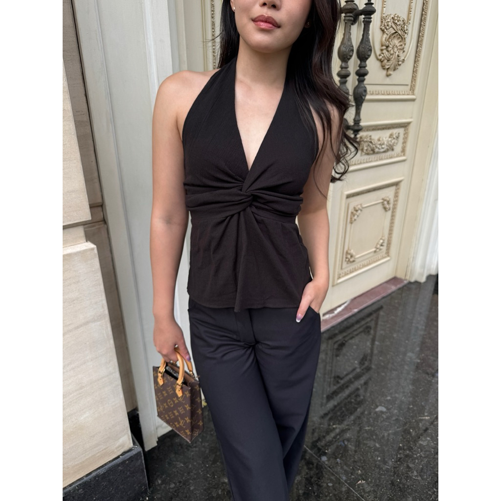 [oddsthelabel] Shanon Halter Twisted Top | Atasan Halter Backless Top