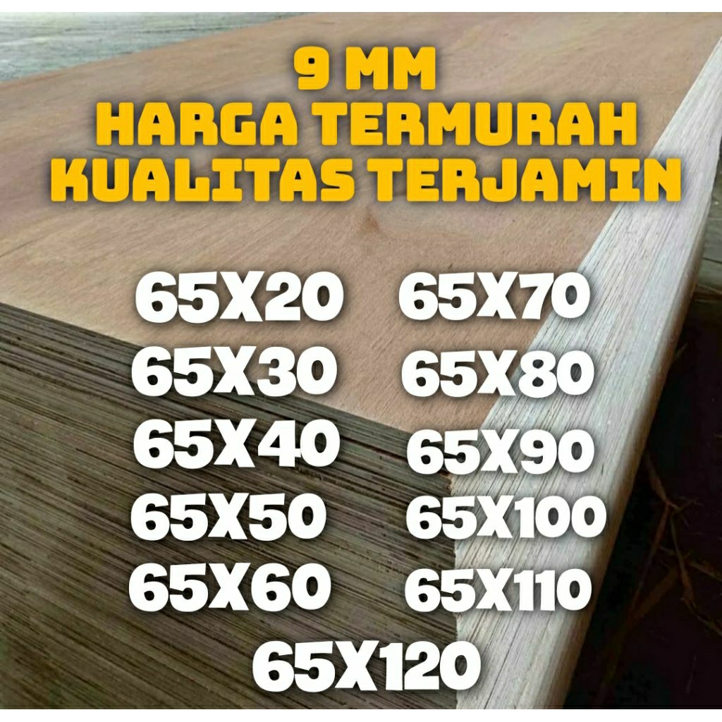 Triplek Potongan 9mm Lebar 65cm Panjang Custom