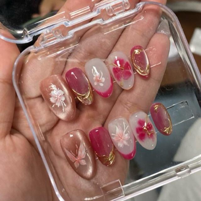 Custom pink Press on nails - Barbie in the 12 dancing princesses - kuku palsu custom by pattiesnails