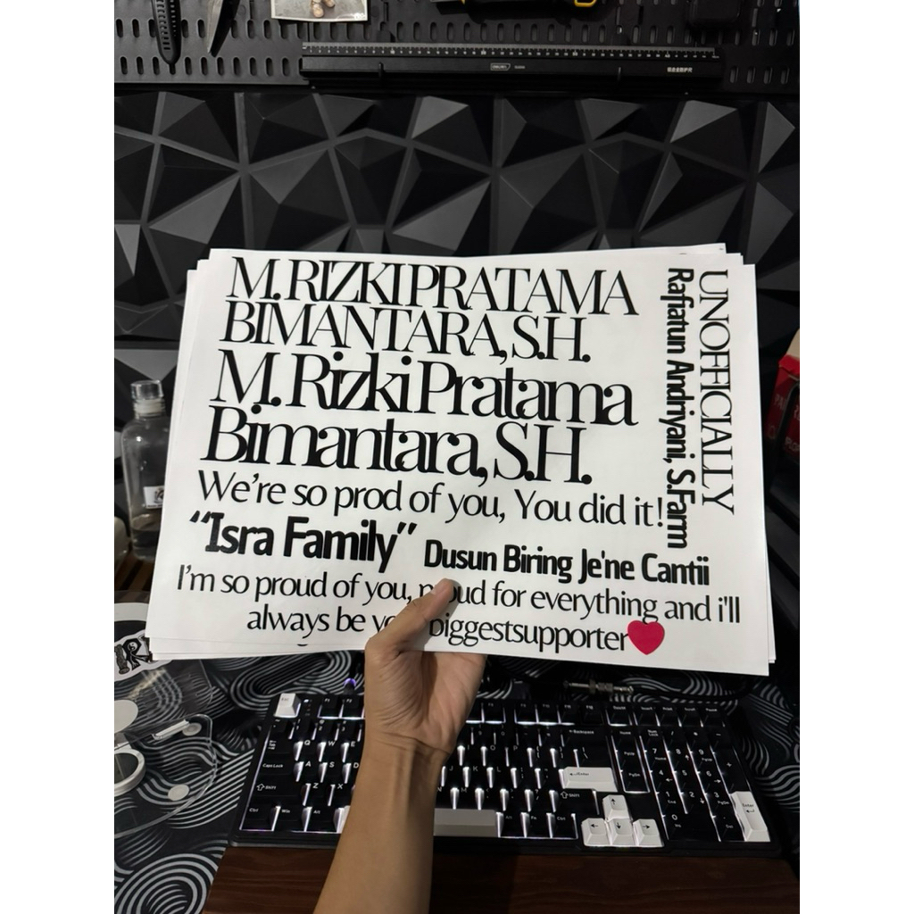 Custom Sticker Transparan A3 Untuk Papan Bunga, Papan Akrilik