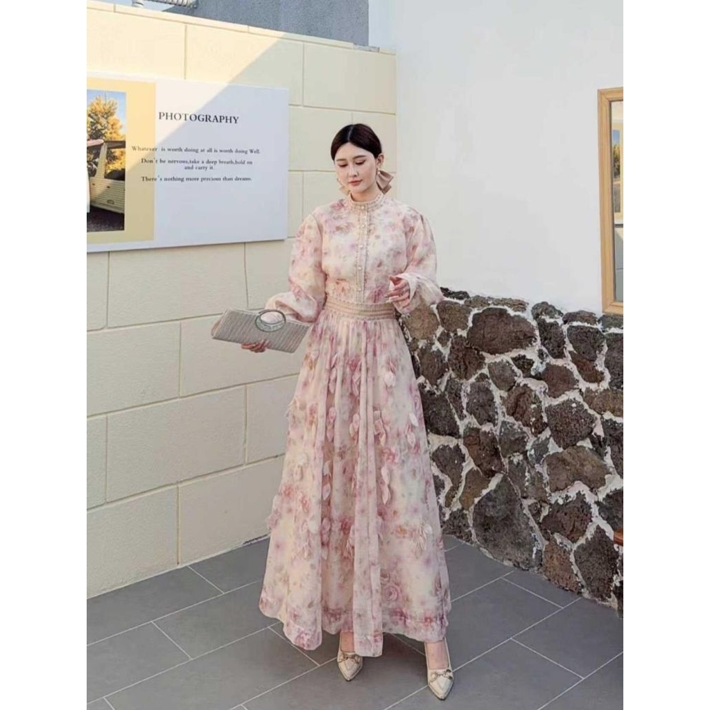 maxi dress set rok flower BANGKOK terbaru