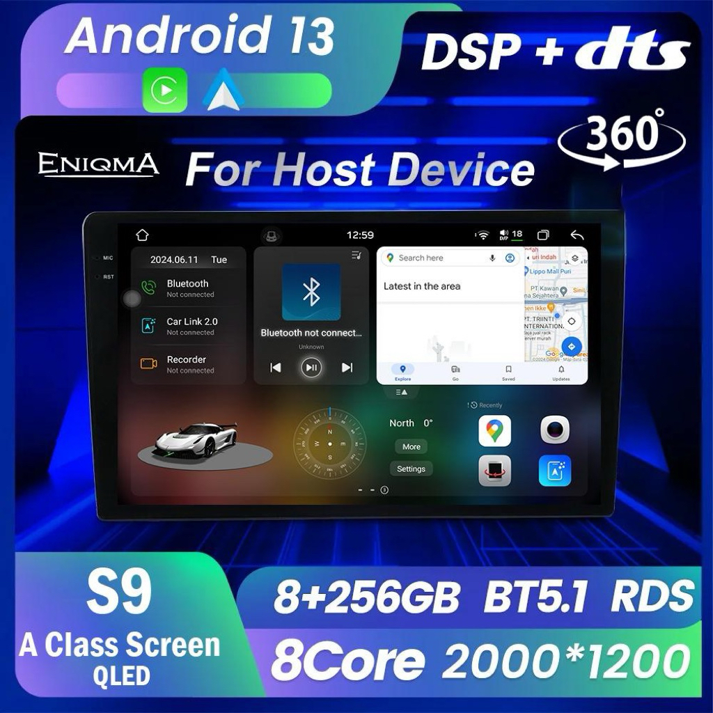 Head unit Android Eniqma S9 dan camera 360