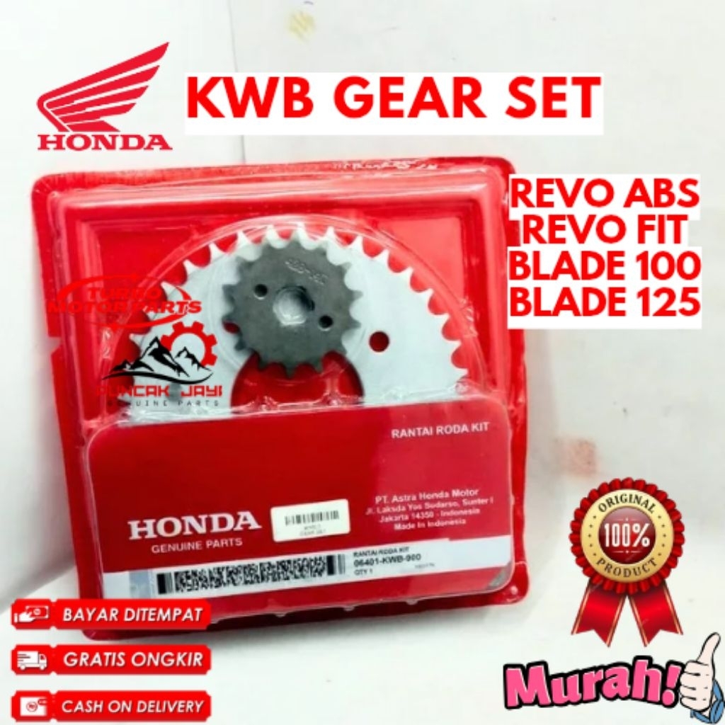 GEAR SET ORIGINAL HONDA KODE KWB, GEAR SET REVO ABS, GEAR SET REVO FIT, GEAR SET BLADE 100, GEAR SET