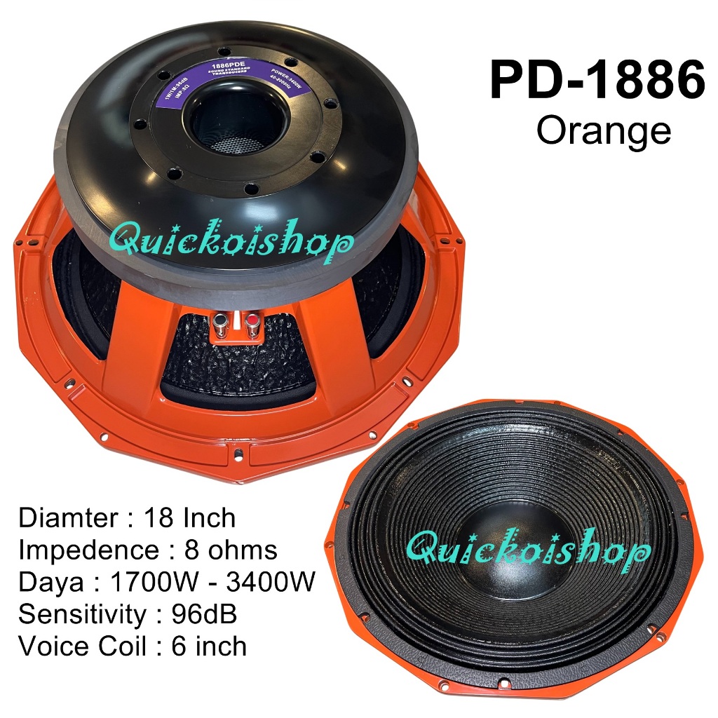 speaker komponen sub 18'' pd-1886 orange voice coil 6 inch