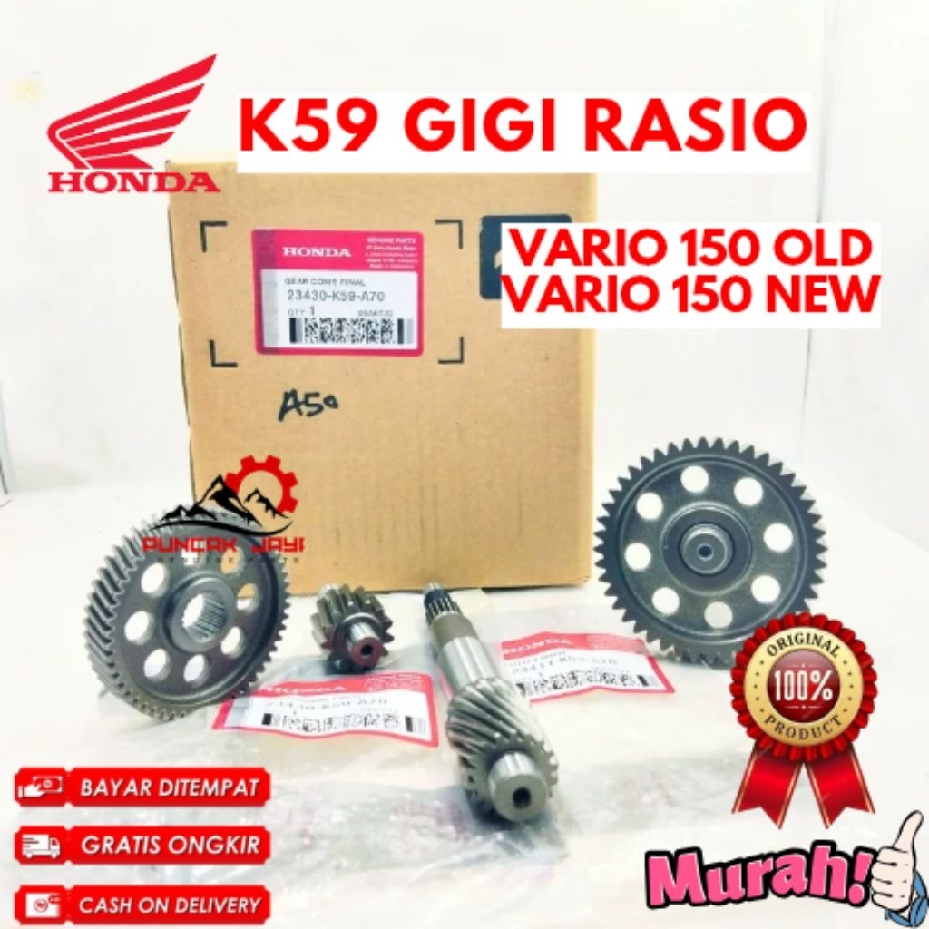 GIGI RASIO ORIGINAL HONDA KODE K59, GIGI RASIO VARIO 150 OLD, GIGI RASIO VARIO 150 NEW