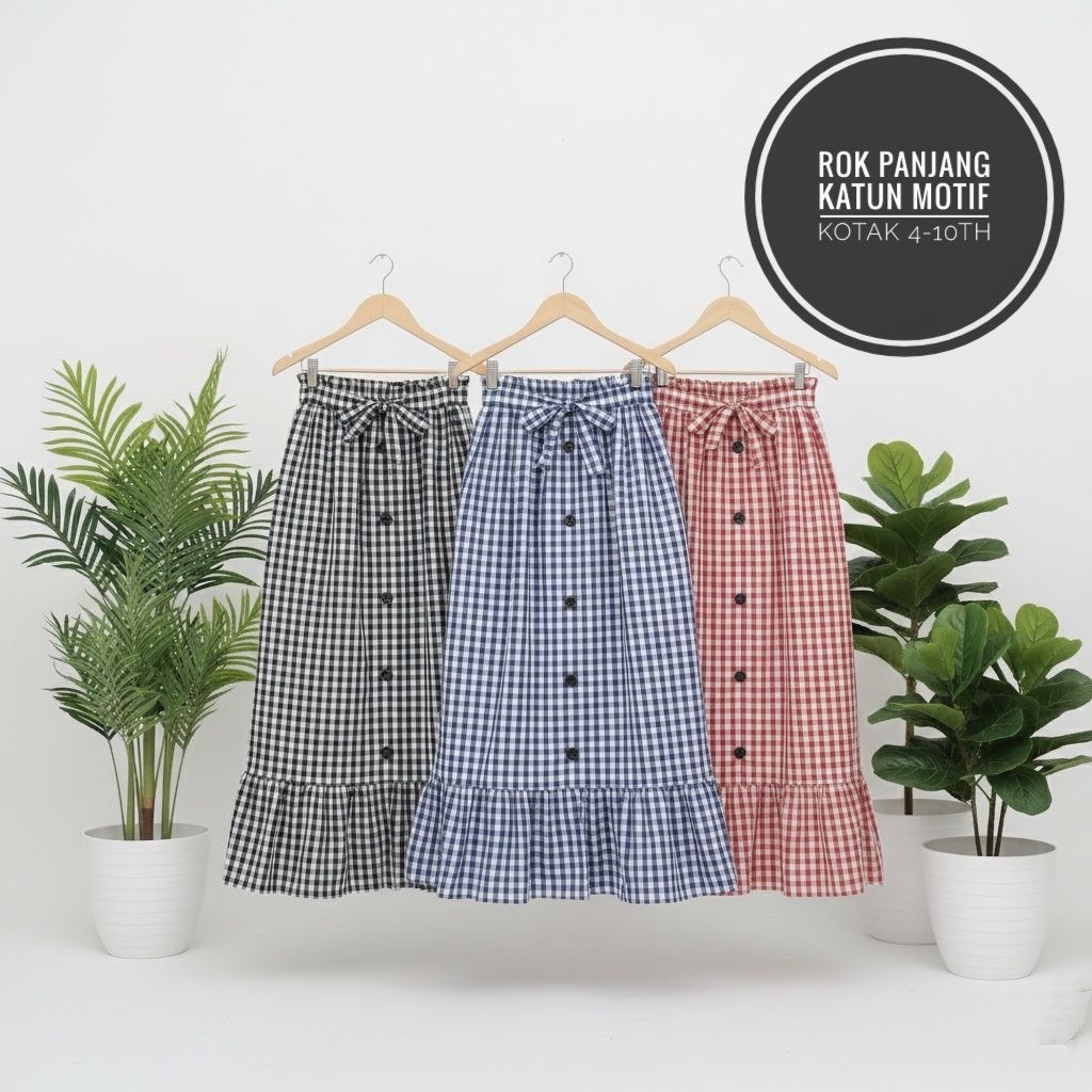 Rok Panjang motif Kotak Kotak 4-10th/Rok Anak Panjang Perempuan Motif Kotak-kotak