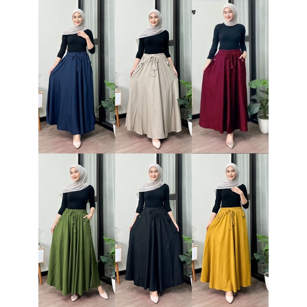 ROK LEBAR PAYUNG JUMBO PREMIUM - rok lebar - rok lebar twill - rok wanita terkini - bawahan wanita -