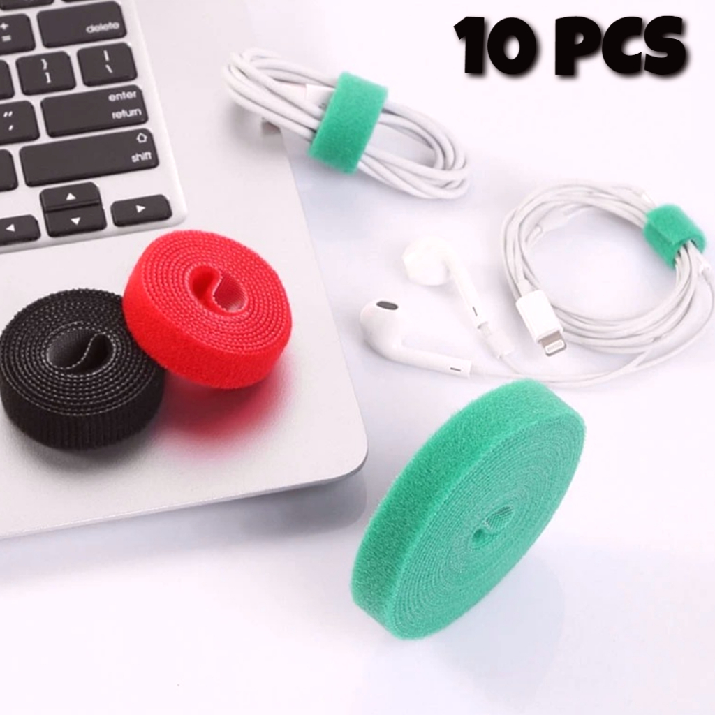 KAS 10 Pcs Strap Pengikat Kabel Fiber Optik Serbaguna Organizer Gulungan Cable Tie Roll