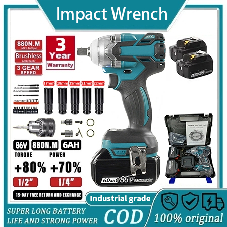 880N.M CORDLESS IMPACT WRENCH bor impact baterai Untuk Baut Mobil/Bor cas Impact Baut beton tembok k