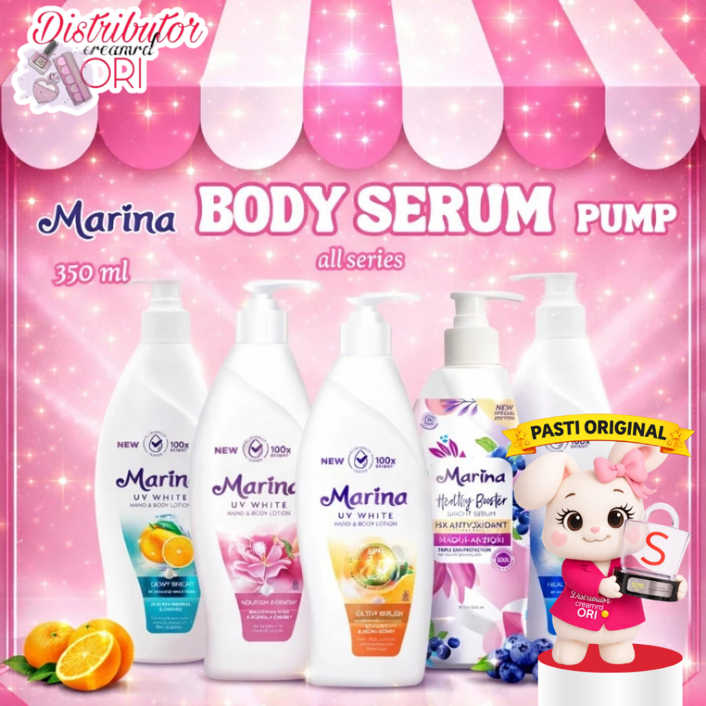 Marina hand body lotion UV white Dewy Bright pum 350ml |  MARINA UV LOT HEALTY AND GLOW PUMP 350ML  