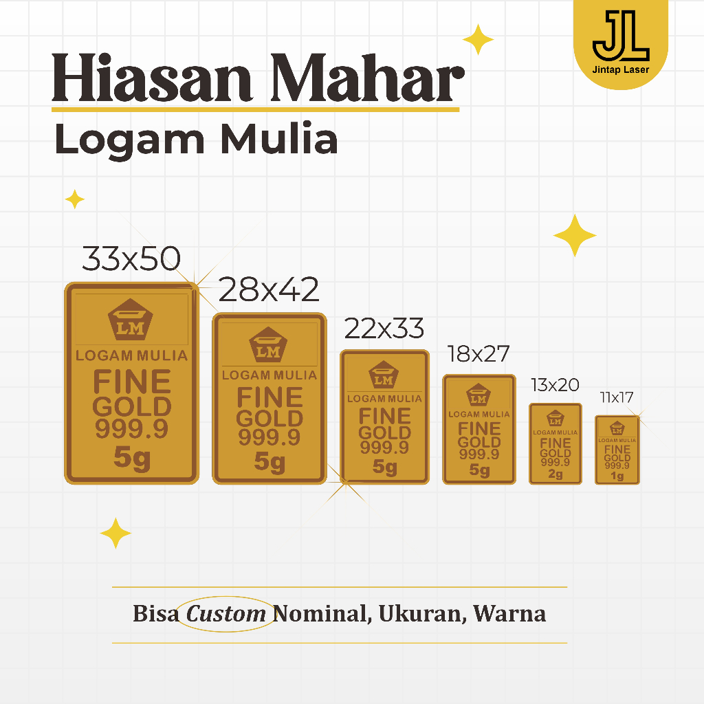 Mainan Logam Mulia Emas Antam LM Akrilik Gold Acrylic Mirror Hiasan Dekorasi Mahar
