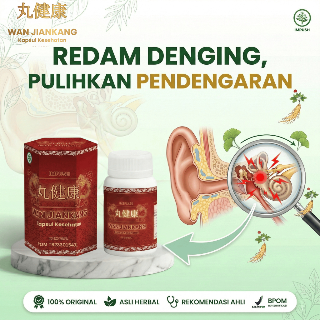 WAN JIANKANG Obat Telinga Paling Ampuh Gatal, Bernanah, Bau, Berair, Berdenging, Tuli, 60 Kapsul