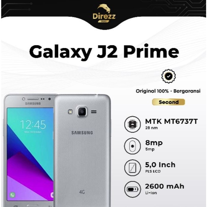 SAMSUNG Galaxy J2 Prime Second 90% Baru RAM 1.5GB ROM 8GB Siap Pakai  Silver