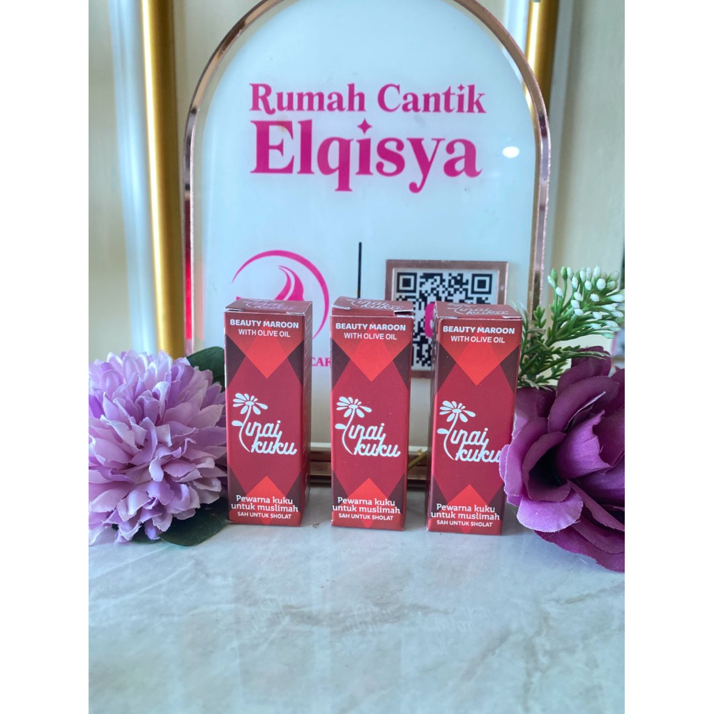 Tunai kuku maroon by Elqisya /pewarna kuku sah buat sholat