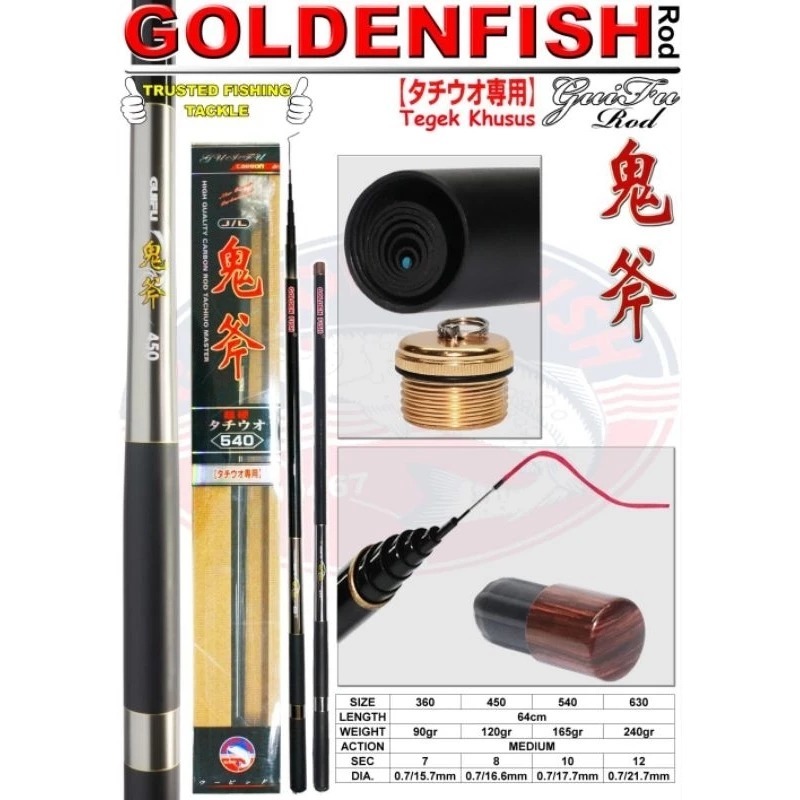 Rod Tegek Carbon Goldenfish Gifu Hitam Lentur