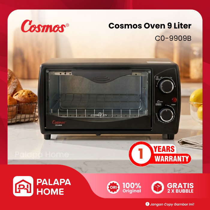 Cosmos Mini Oven Listrik 9 Liter | Pemanggang Roti Kue Serbaguna Kapasitas Kecil Low Watt CO-9909 B