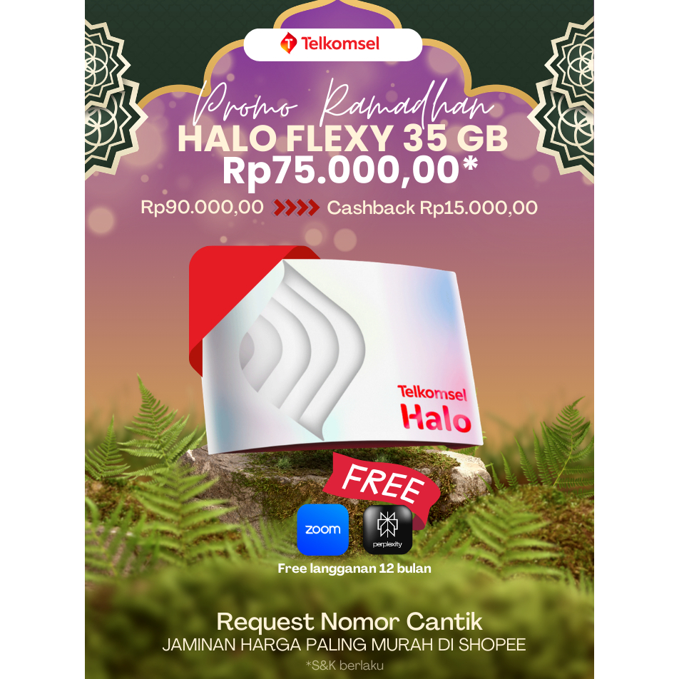 KARTU PERDANA HALO FLEXY TELKOMSEL 335GB (35GB REG + 300GB ZOOM) | Cashback 15K | Nomor Cantik Pasca