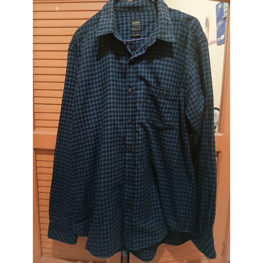 Preloved kemeja flanel pria biru