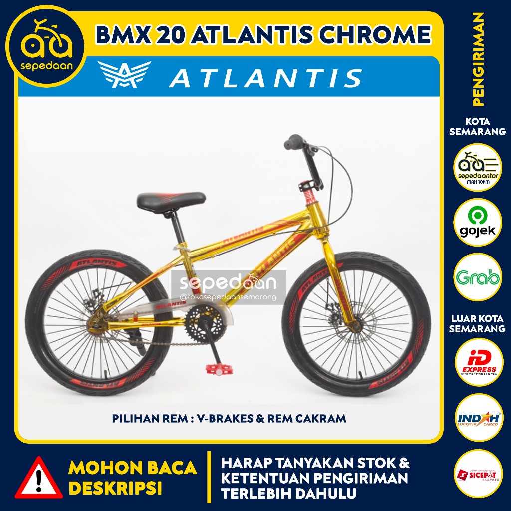 Sepeda Anak Dewasa BMX 20 ATLANTIS - Frame Chrom ban 2.5 cowok rem cakram v-brakes cewek