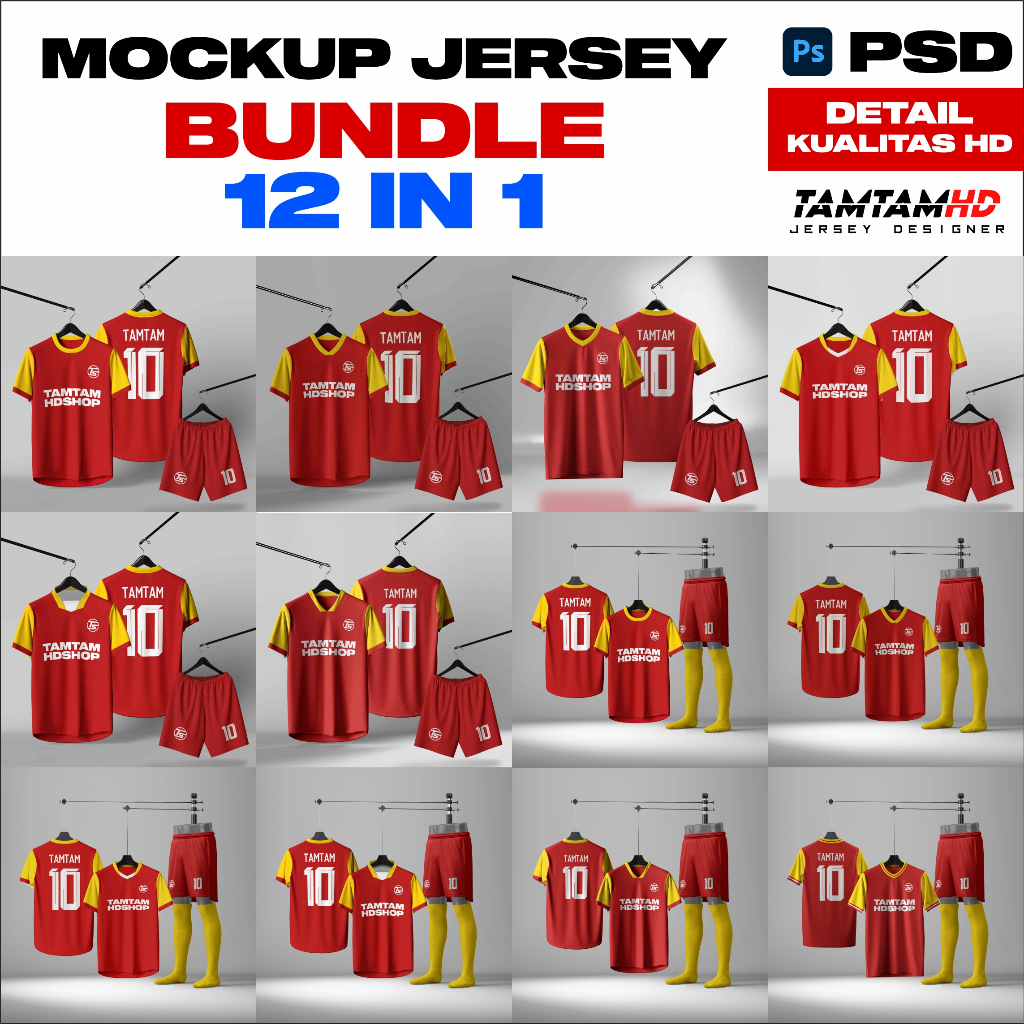 Mockup Jersey Lengan Pendek Hanger (Photoshop/PSD)