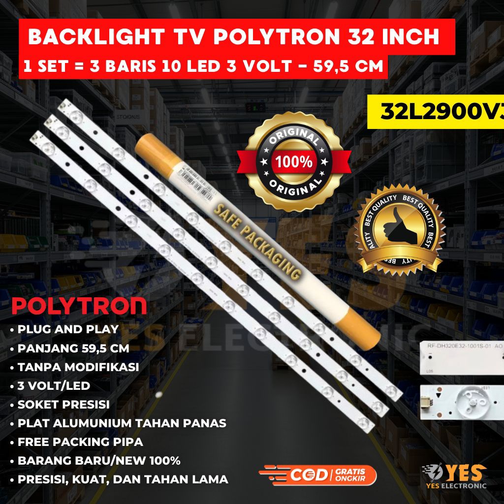 BACKLIGHT TV POLYTRON LED 32 INCH 10 LED 3 BARIS 3 VOLT PLD32T100 PLD32D100 PLD32T106 PLD32D700 PLD3