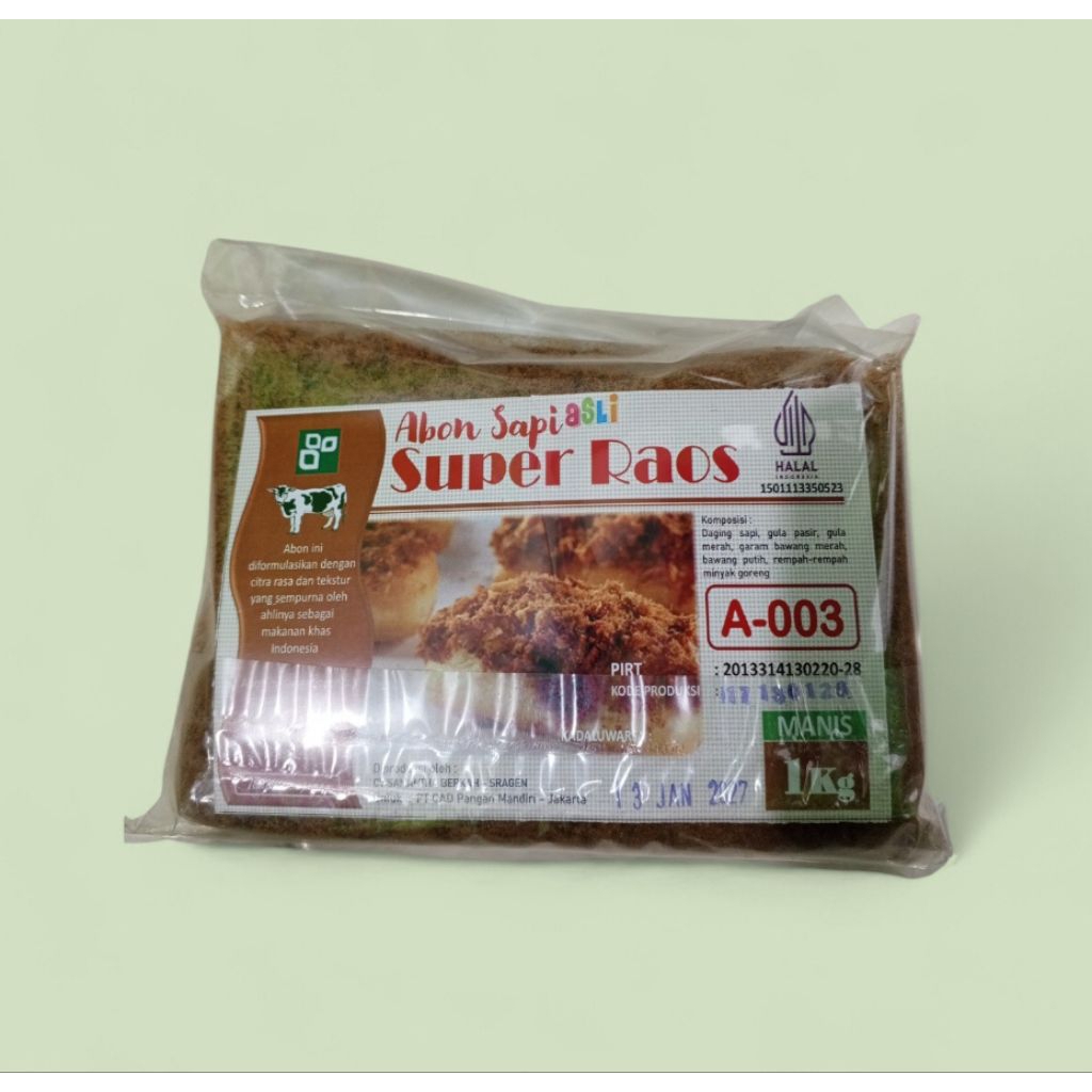 Abon Sapi Asli Super Raos A 003  Premium Kemasan 1 kg