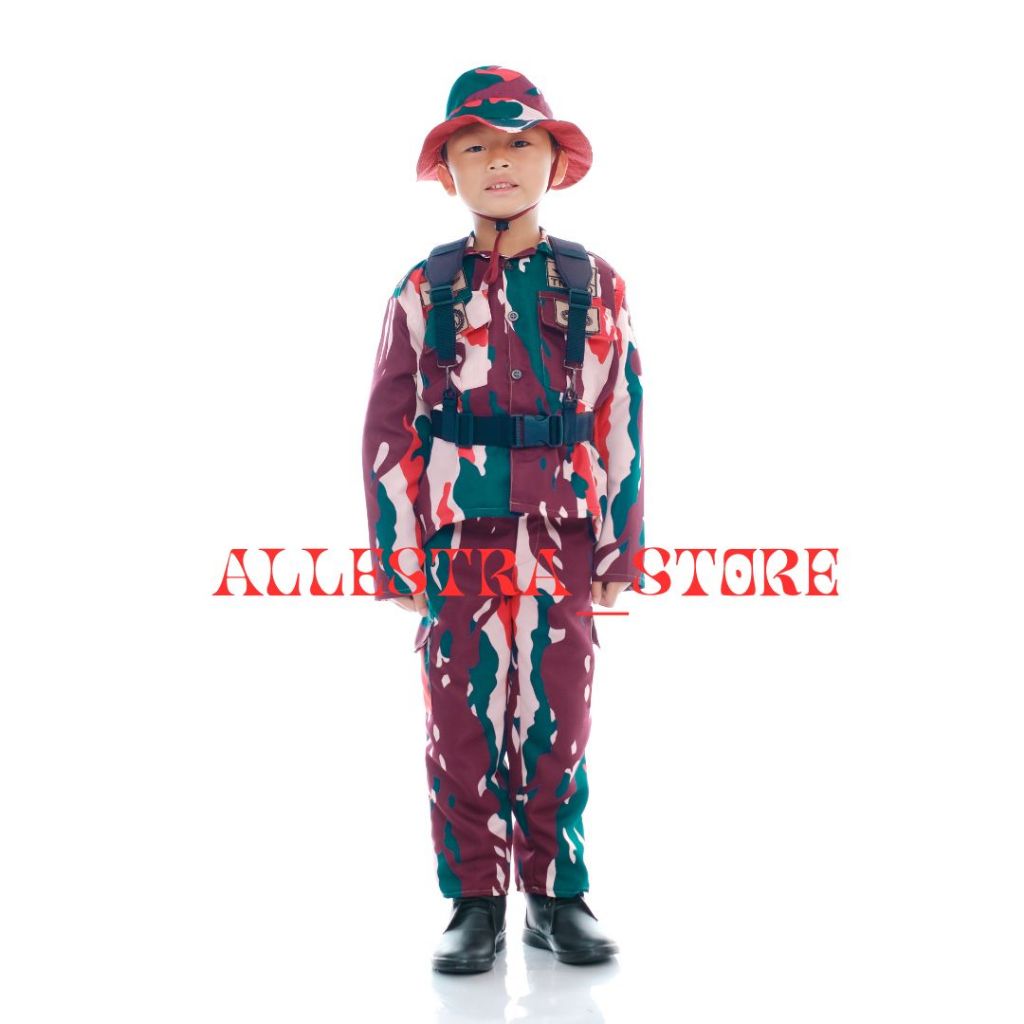 SERAGAM TNI KOPASSUS RIMBA FULL SET FULL AKSESORISS KOPEL DAHRIM DAN SEPATU PDL RESSLETING ANAK