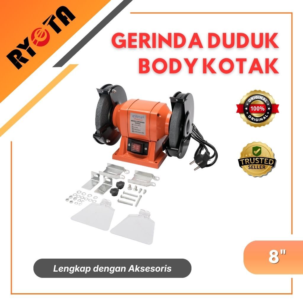 Mesin Gerinda Duduk 8" Inch / Bench Grinder 8" Inch Body Kotak RYOTA