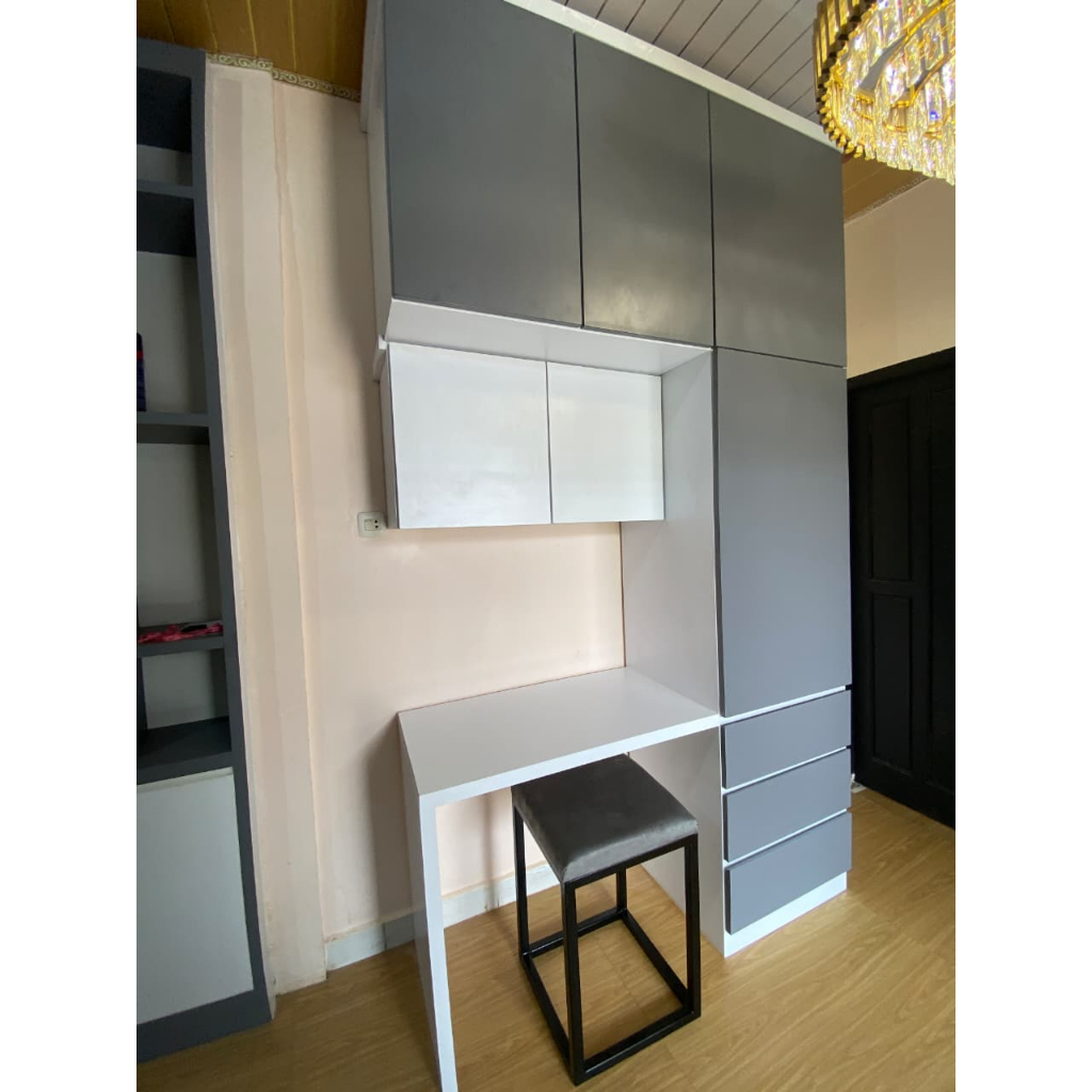 LEMARI PLUS MEJA KERJA /LEMARI FULL PLAFON CUSTOM