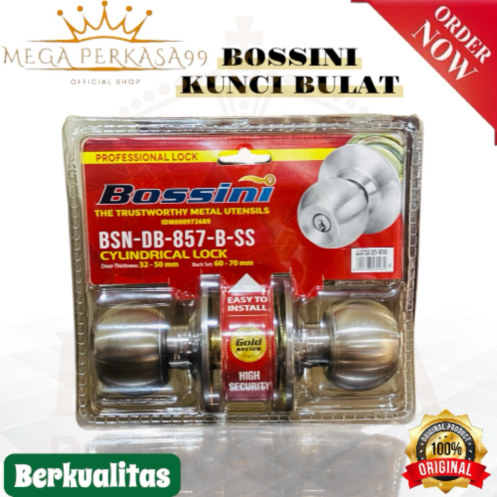 Kunci Pintu Bulat Kamar Mandi BOSSINI | ATS ORIGINAL  / Handle Pintu Bulat Stainless