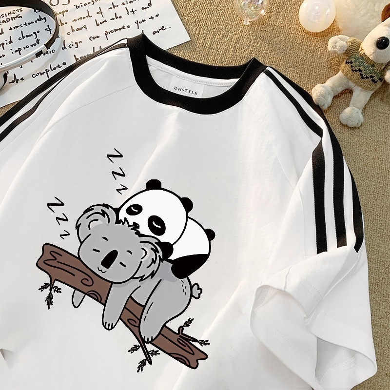 [COD] Fastfash Kaos Pria Distro Original 100% Koala Panda Ilustrasi Kartun Baju Oversize Kaos Stripe