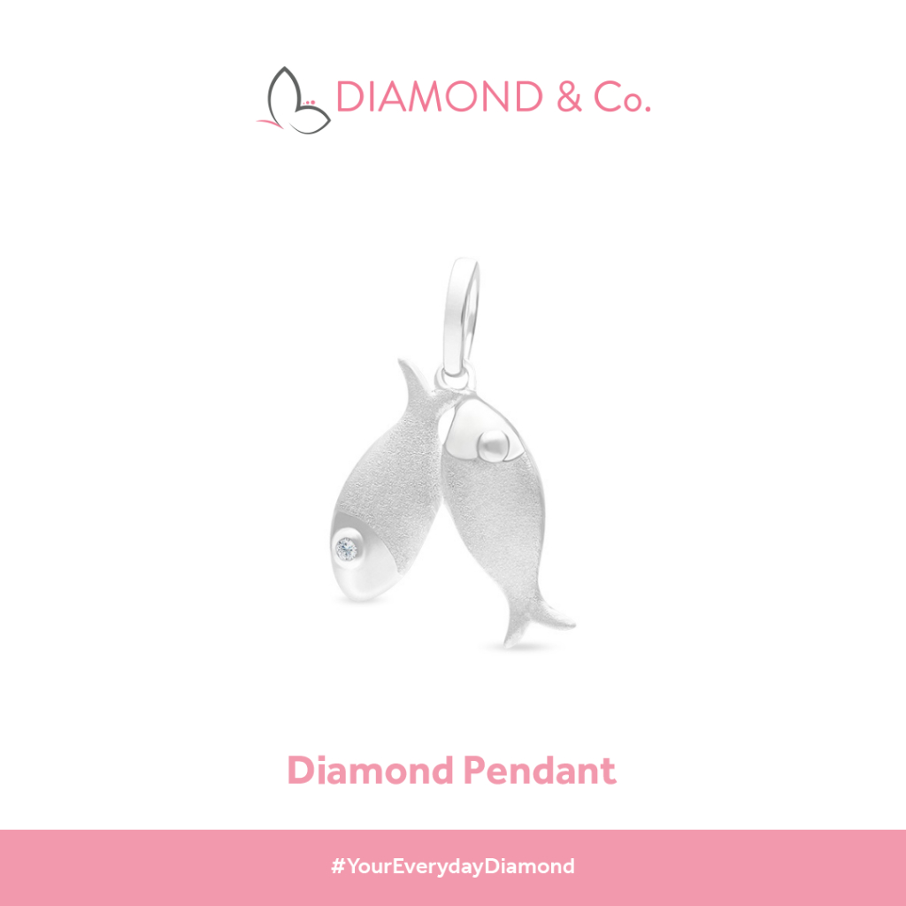 Diamond & Co - Liontin Berlian Wanita Pisces Emas 9K DPS0162