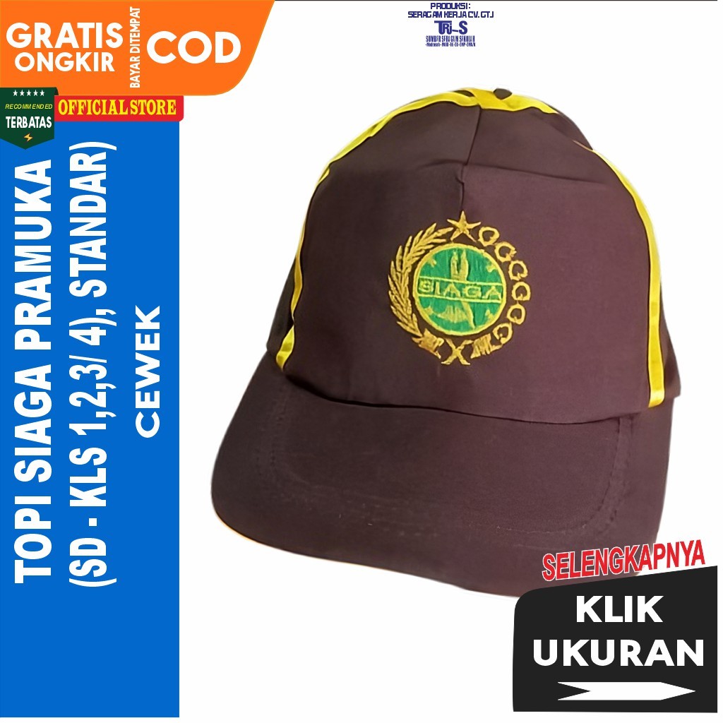 Topi Siaga Pramuka Putri | Topi Pramuka | Topi Pramuka Siaga Perempuan | Topi Siaga Pramuka Sd Perem