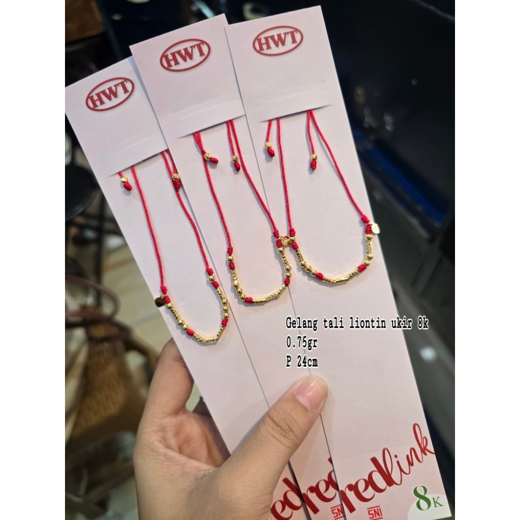 Gelang tali liontin bambu ukir gold REDLINK HWT