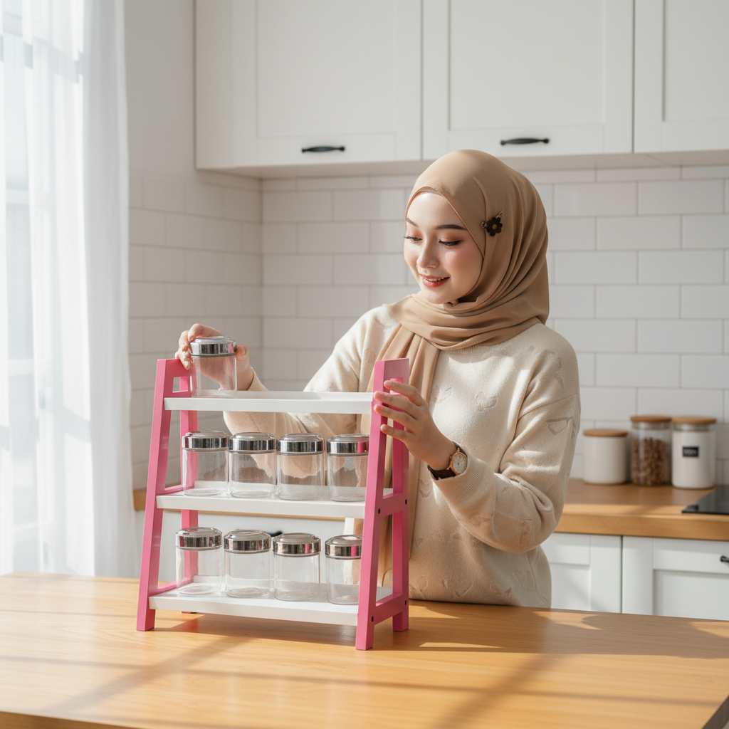Rak Kayu 3 Susun Serbaguna Minimalis / Rak Bumbu Dapur / Rak Meja Rias