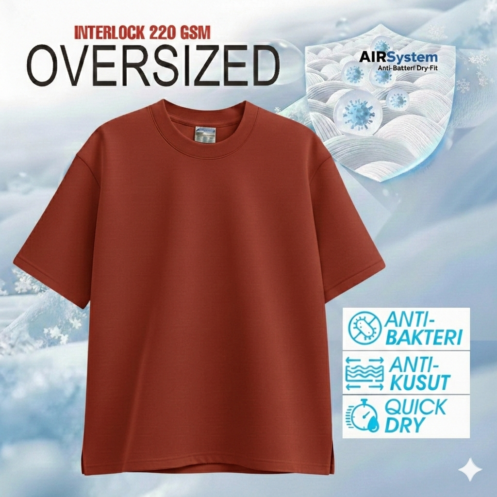 Gentsy Kaos Oversized Polos Air System Danball Katun Micro Fiber  Heavyweight 220 gsm - Terracotta