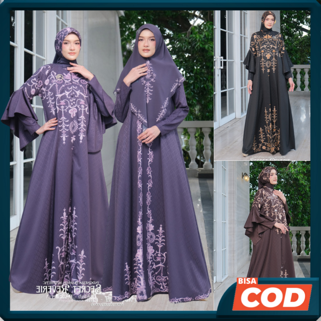 Set Gamis Dress Syari Dobby Jacquard Bisa Request Gamis Ceruty Babydoll - Couple Terbaru Delilah Mas