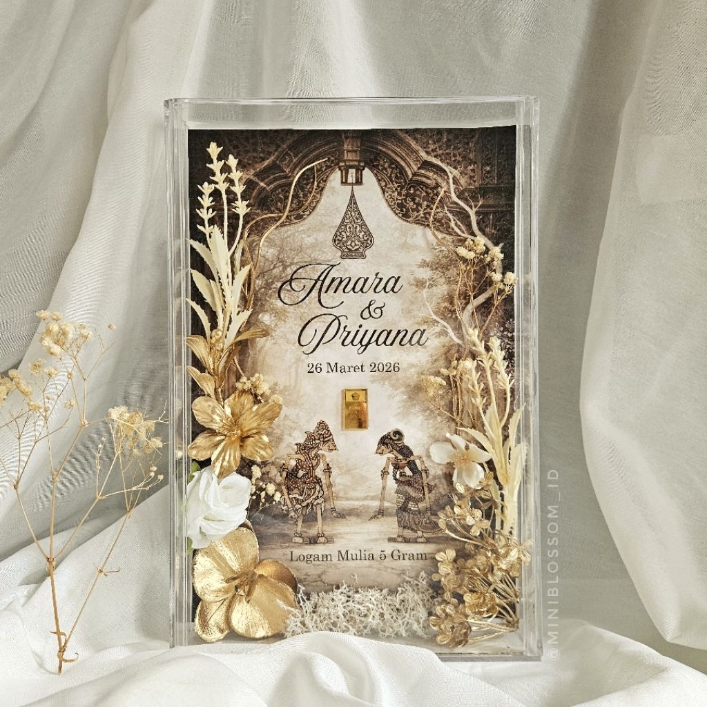 JAVA ASMARA Bingkai Mahar Wayang / Mahar Akrilik Wayang Gunungan / Mahar Pernikahan Jawa