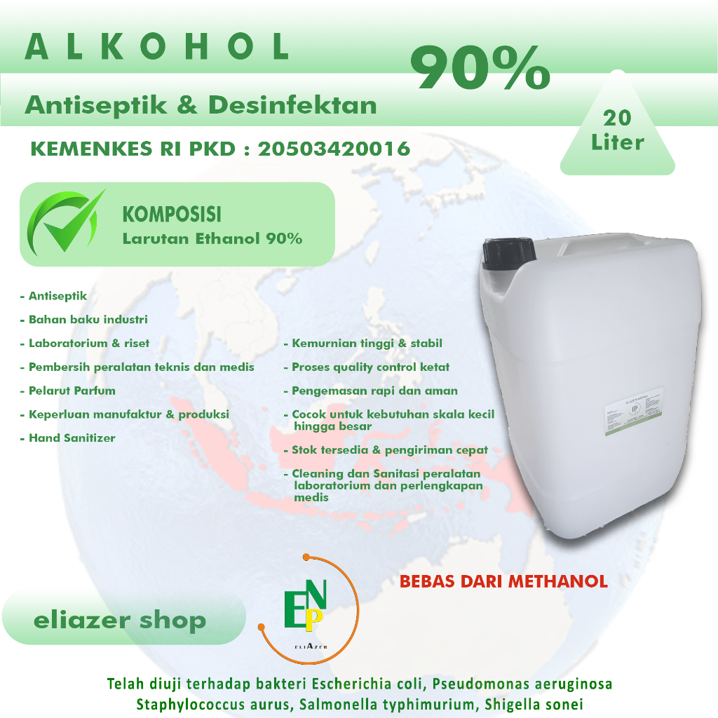 Eliazer Medika - Alkohol 90% 20 L - Antiseptik dan Desinfektan - P3K