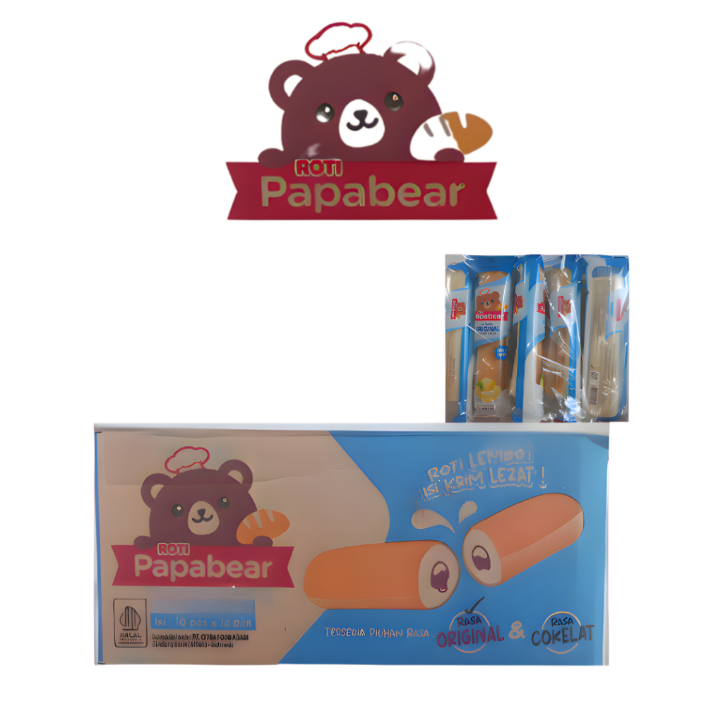 [GSSNACK] Papa Bear Roti Lembut Isi Krim Susu/Keju/Original 1 dus isi 120 Pcs papabear