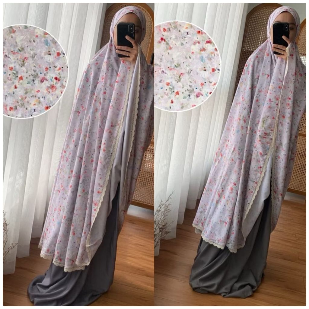 Mukena Rayon Grey Art by Yaseendesign Yaseen Design