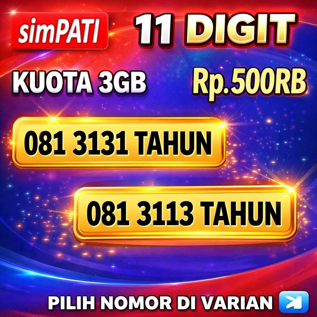 nomor cantik kartu perdana simpati 11 digit seri tahun kuota 3GB support jaring 5G