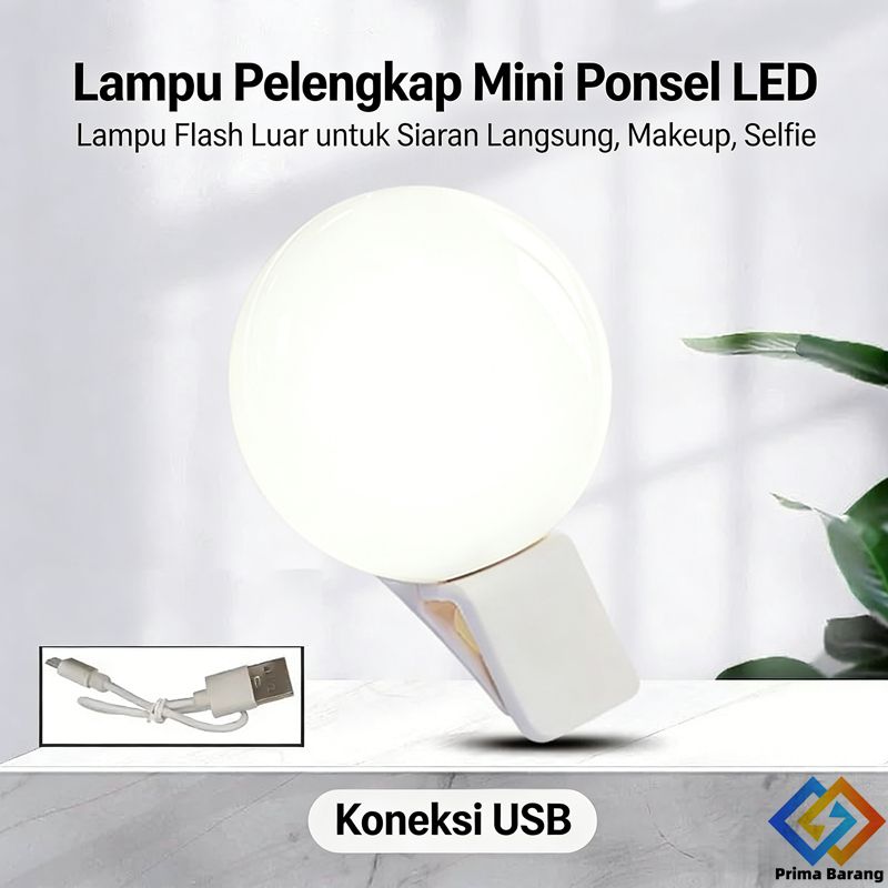 Lampu LED Ring Light Clip On untuk Selfie Ukuran Saku 3 Level Kecerahan Baterai Isi Ulang Warna Puti